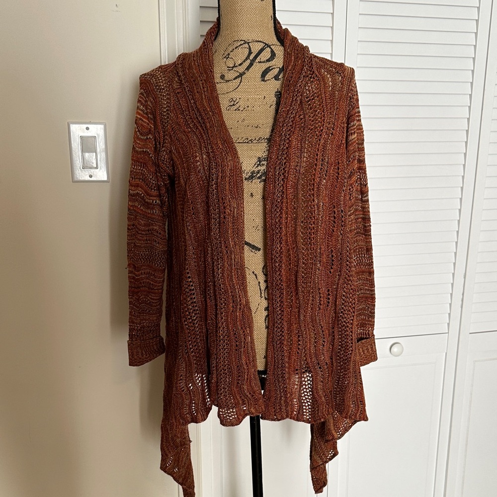 Open-Front Rust Sweater